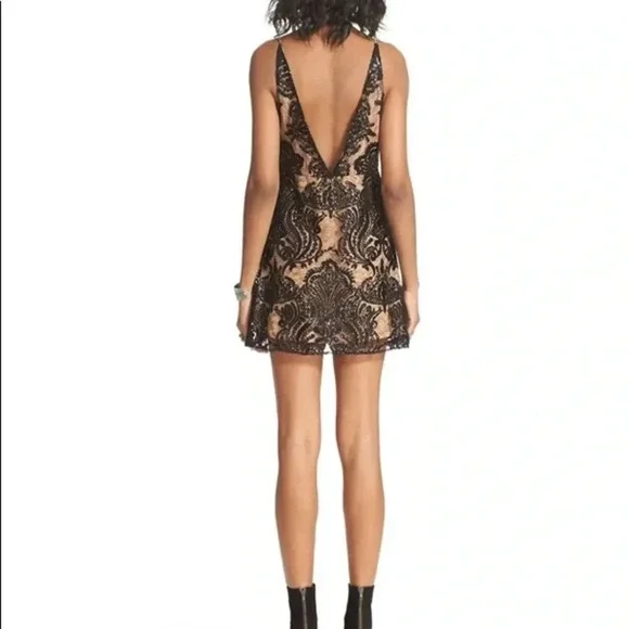 🆕Free People - Night Shimmer Black Mini Dress 8🆕 - Picture 3 of 13